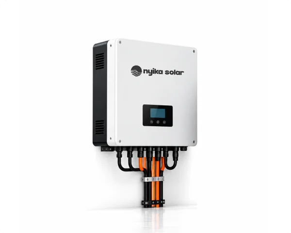 Integrated white inverter unit with digital controls on a white background.
